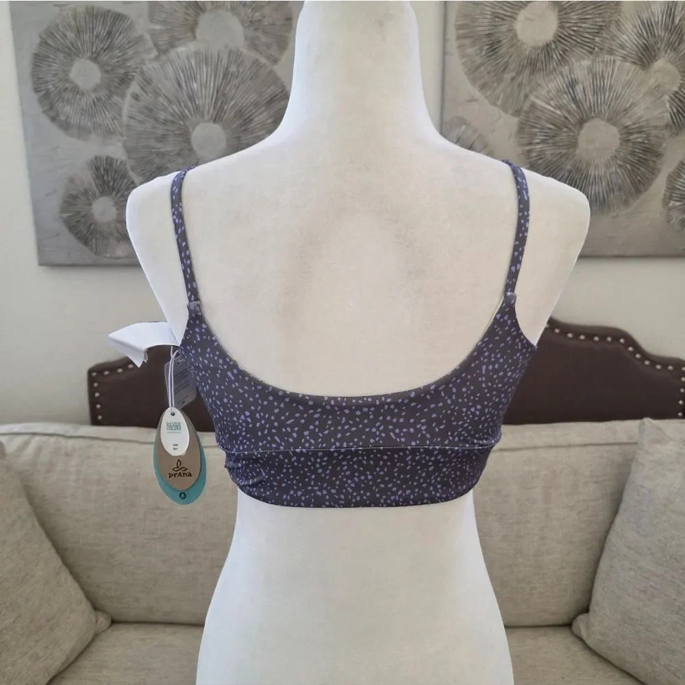Prana Willow Falls Reversible Bikini Top Sz Sm Army Spots UPF 50+